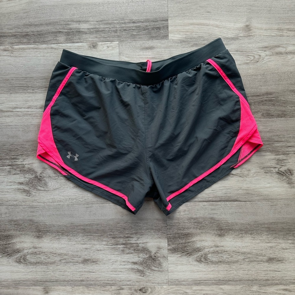 Under Armour Black and Pink Athletic Shorts Moisture-Wicking Design